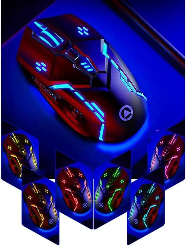 Alt view image 2 of 7 - Vszerda Wired USB Mouse Silent 6 Keys Mouse Gaming Mice 3200DPI Optical Gamer Mouse 7colors LED Backlit and Ergonomics Design For Computer Laptop Gaming Mice Office Mouse