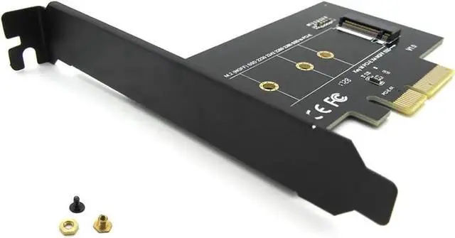 Alt view image 2 of 5 - M.2 NGFF SSD M Key NVME PCIe Card Adapter - PCIe X4 to PCIe/NVME Based M.2 Add On Card w/ Full-profile Bracket - Supports M.2 PCIe 2230, 2242, 2260 and 2280
