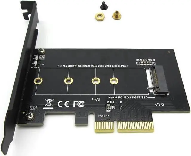 Alt view image 3 of 5 - M.2 NGFF SSD M Key NVME PCIe Card Adapter - PCIe X4 to PCIe/NVME Based M.2 Add On Card w/ Full-profile Bracket - Supports M.2 PCIe 2230, 2242, 2260 and 2280