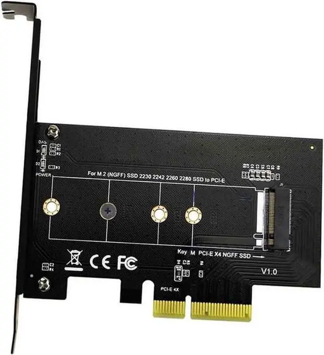 Main image of M.2 NGFF SSD M Key NVME PCIe Card Adapter - PCIe X4 to PCIe/NVME Based M.2 Add On Card w/ Full-profile Bracket - Supports M.2 PCIe 2230, 2242, 2260 and 2280