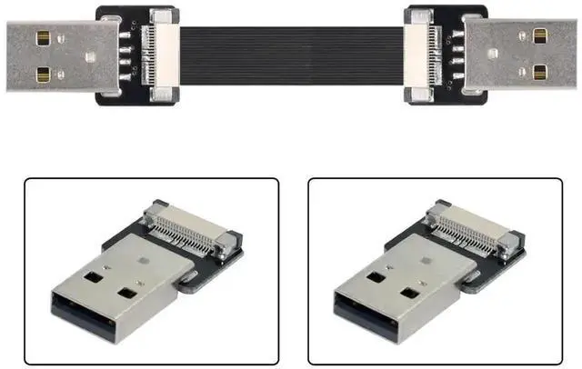 Alt view image 2 of 7 - Vszerda USB 2.0 Flat Cable USB 2.0 Male to Male Data Transfer Charging Ribbon Flex Extension Cable Adapter 0.5M