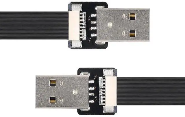 Alt view image 4 of 7 - Vszerda USB 2.0 Flat Cable USB 2.0 Male to Male Data Transfer Charging Ribbon Flex Extension Cable Adapter 0.5M