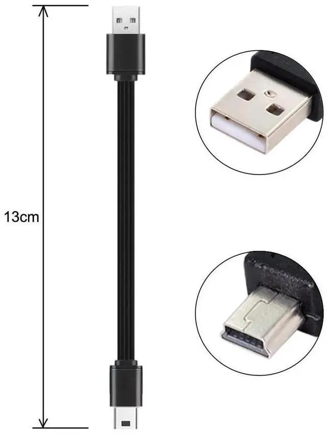Alt view image 4 of 7 - Vszerda 13cm USB 2.0 Type-A Male to Mini 5Pin USB Male Data Flat Slim FPC Cable for FPV Disk Phone