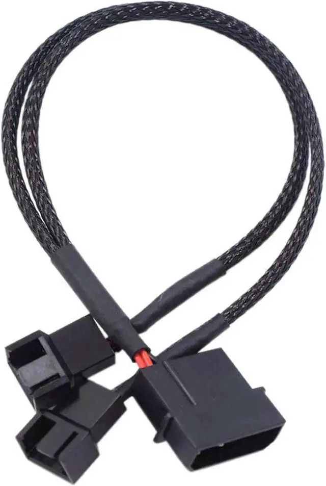 Alt view image 6 of 6 - Vszerda Molex to 3 Pin 4 Pin Fan Sleeved Power Splitter Cable Adapter,Molex LP4 to 2 x TX3 / TX4 (PWM) 12V PC Case Fan Cooler Y Splitter Power Extension Cord - 10 Inch,Black