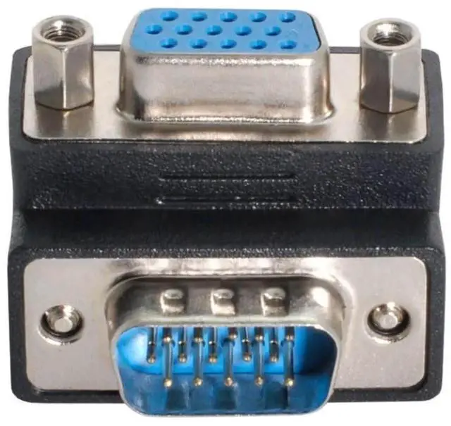 Main image of Vszerda VGA Connectors,VGA SVGA D-Sub HDB15Pin Male to Female 90 Degree UP Angled Gender Changer Video Graphics Array Connector Adapter for Monitor/Projector/Graphics