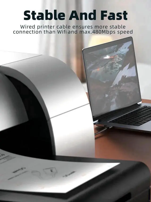 Alt view image 5 of 6 - Vszerda USB 2.0 Printer Cable,High Speed USB 2.0 A Male to B Male USB Printer/Photocopier/Scanner Cord for HP,Samsung,1.64 ft.