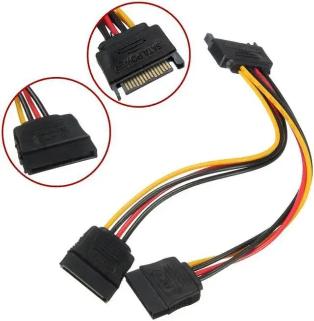 Alt view image 2 of 5 - Vszerda SATA Power Y Splitter Cable, 15 Pin SATA Power Splitter Cable Adapter SATA 15 Pin Male to Dual Female Power Y- Cable, 7 Inch 1 Pack