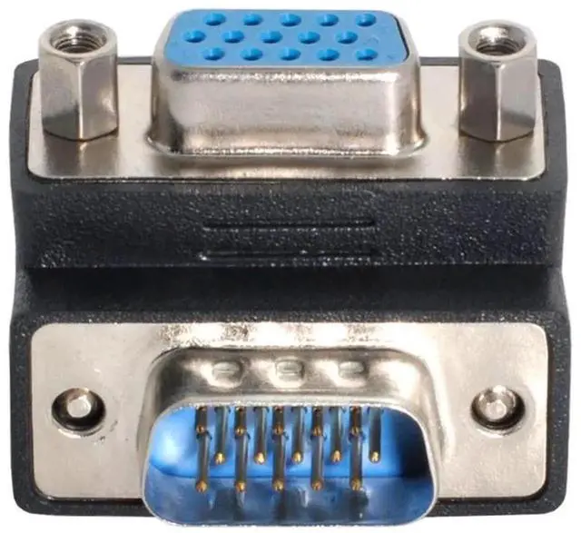 Main image of Vszerda VGA Connectors,VGA SVGA D-Sub HDB15Pin Male to Female 90 Degree Down Angled Gender Changer Video Graphics Array Connector Adapter for Monitor/Projector/Graphics