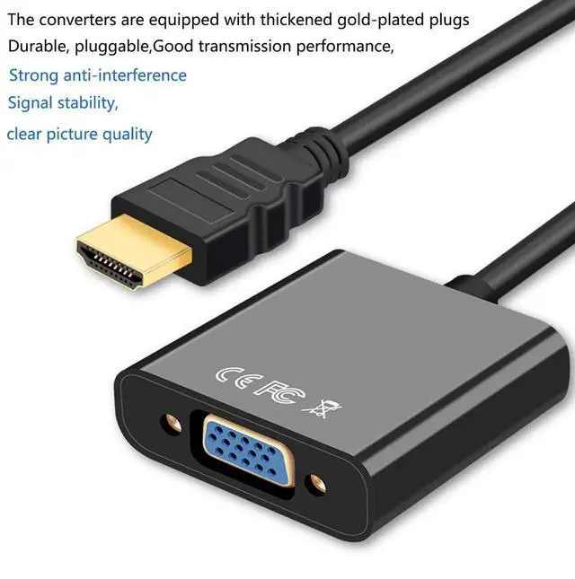 Alt view image 7 of 7 - Vszerda HDMI to VGA Adapter, HDMIVGA Male to Female Converter with for Laptop Desktop PC PS3 PS4 Xbox 360 Wii U HDTV Monitor Projector Support 4K 1080P