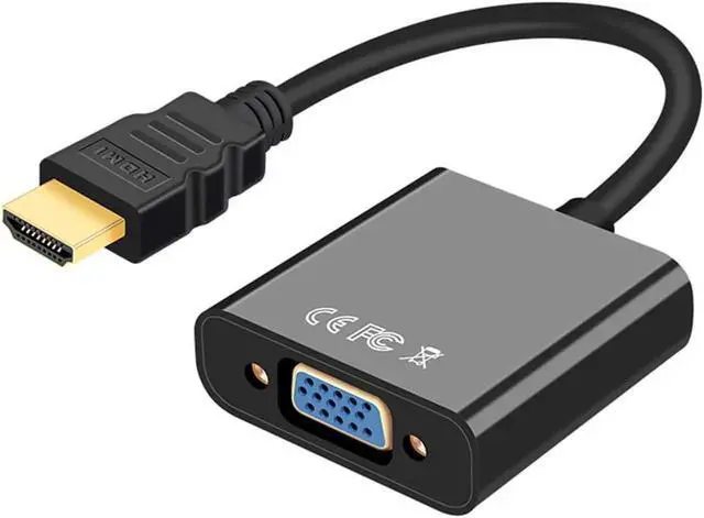 Alt view image 2 of 3 - Vszerda 8 inch HDMI-compatible to VGA Adapter Converter for Computer, Desktop, Laptop, PC, Monitor, Projector, HDTV, Chromebook, Raspberry Pi, Roku, Xbox and More - Black -1080p - 1920x1080