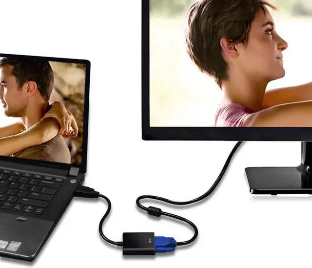 Alt view image 3 of 3 - Vszerda 8 inch HDMI-compatible to VGA Adapter Converter for Computer, Desktop, Laptop, PC, Monitor, Projector, HDTV, Chromebook, Raspberry Pi, Roku, Xbox and More - Black -1080p - 1920x1080