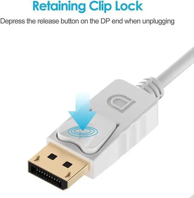 Alt view image 3 of 3 - Vszerda Gold Plated DisplayPort to HDMI-compatible Passive Converter - DP to HDMI-compatible Adapter - 1920x1080p - White