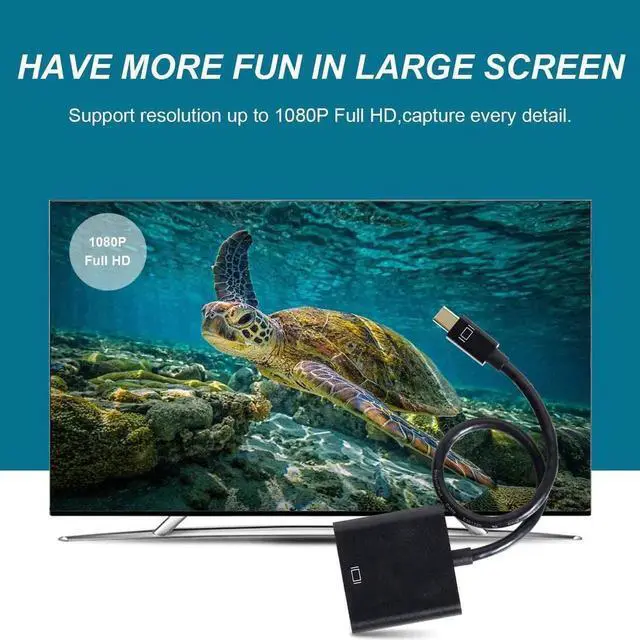 Alt view image 7 of 7 - Vszerda Mini DisplayPort to VGA, Mini DP Display Port to VGA (Thunderbolt Compatible) Gold Plated Male to Female Adapter 1080P Converter Compatible for ThinkPad SurfacePro PC, Black