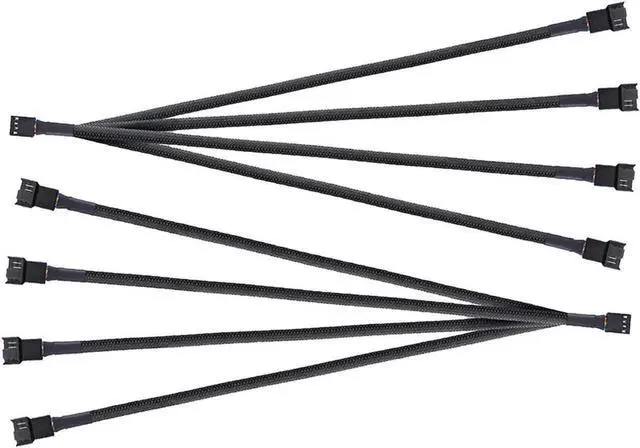 Alt view image 2 of 7 - Vszerda Pack 4-Pin PWM Fan Splitter Cable ,Sleeved Motherboard CPU Cooler 4Pin Header 1 to 4 Y Splitter Hub Internal Power Extension Adapter Case Fan 1x4 Converter - 10 inches,2-Pack