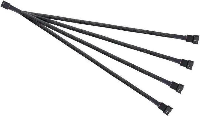 Alt view image 5 of 7 - Vszerda Pack 4-Pin PWM Fan Splitter Cable ,Sleeved Motherboard CPU Cooler 4Pin Header 1 to 4 Y Splitter Hub Internal Power Extension Adapter Case Fan 1x4 Converter - 10 inches,2-Pack