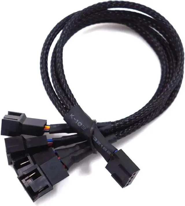 Alt view image 4 of 7 - Vszerda Pack 4-Pin PWM Fan Splitter Cable ,Sleeved Motherboard CPU Cooler 4Pin Header 1 to 4 Y Splitter Hub Internal Power Extension Adapter Case Fan 1x4 Converter - 10 inches,2-Pack
