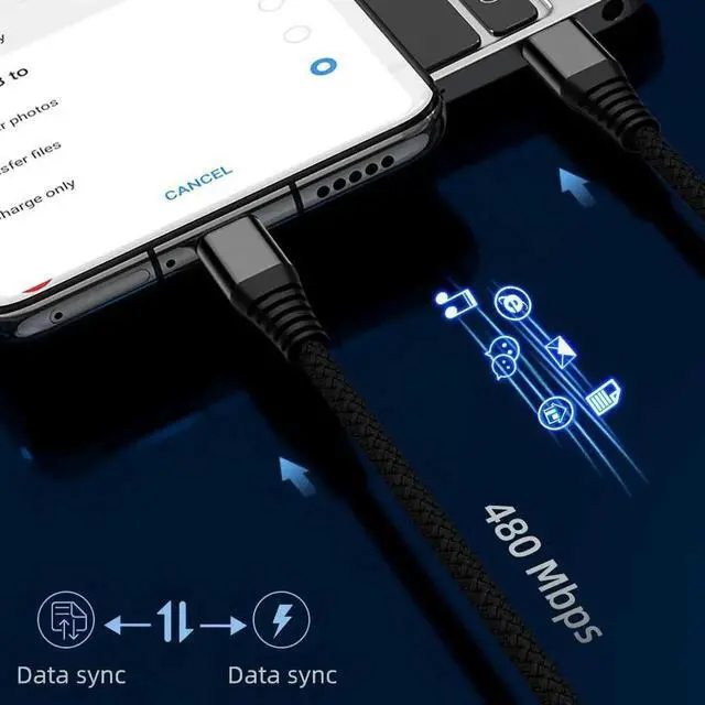 Alt view image 3 of 7 - Vszerda USB C to USB C Cable 60W, (2 Pack 4ft)Type C Fast Charging Cord Charger Compatible with Samsung Galaxy S22 S21 S20 Ultra Plus Note 20 10, Google Pixel 2/3/4 XL,iPad Air4, iPad Mini 6 (Black)