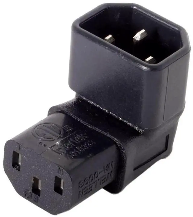 Main image of IEC 320 C14 Male to C13 Female 90 Degree UP Angled Power Extension Connector Adapter 10A 250V for Monitor/Computer/PDU Chassis/Printer