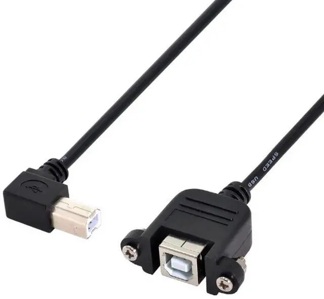 Main image of Vszerda USB 2.0 Type B Printer Scanner Hard Disk Extension Data Cable with Screws for Panel Mount 50cm 90 Degree Right Angled