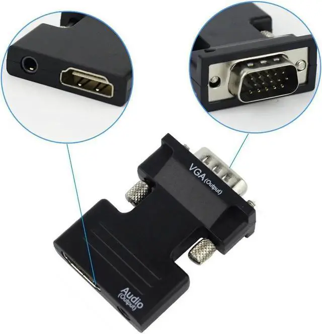 Alt view image 4 of 4 - Active 1080P HDMI-compatible Female to VGA Male Converter Adapter Dongle with 3.5mm Stereo Audio portable HDMI-compatible Connector for Laptop PC PS3 Xbox STB Blu-ray DVD TV Stick