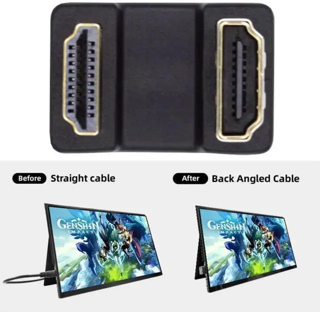Alt view image 3 of 7 - Vszerda HDMI Male to HDMI Female 4K@60Hz 180 Degree UP Angled Extension Adapter Converter Connector