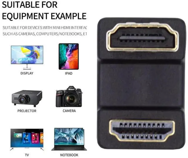 Alt view image 7 of 7 - Vszerda HDMI Male to HDMI Female 4K@60Hz 180 Degree UP Angled Extension Adapter Converter Connector