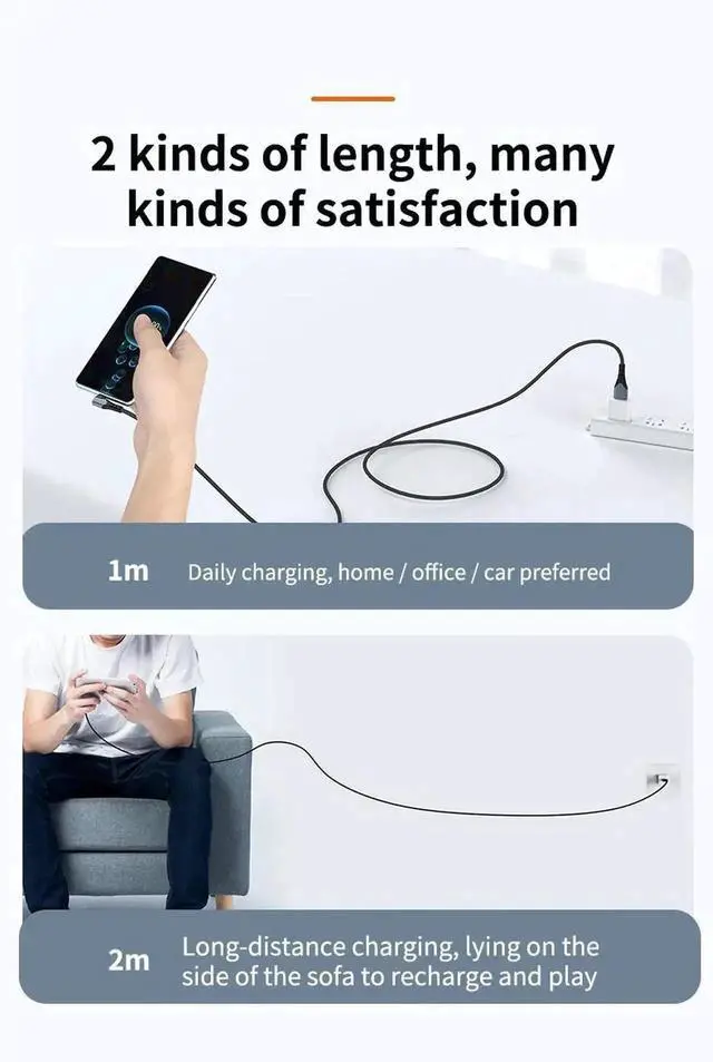 Alt view image 5 of 6 - Vszerda USB C Cable 90 Degree Braided 66W 6A Fast Charging Cord for iPhone 15/Galaxy S10/Pixel 7 and More 3.3 Feet Black