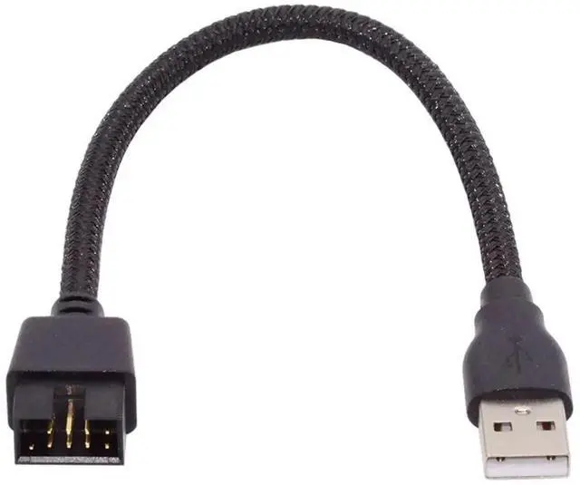 Main image of Vszerda Motherboard 9/10Pin Male to USB 2.0 Male External Extension Nylon Braided Cable 20cm