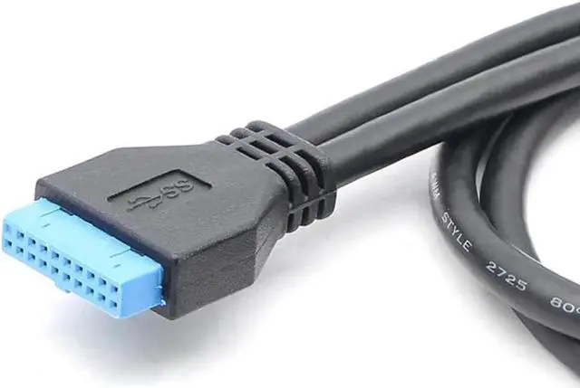 Alt view image 2 of 5 - Vszerda USB 3.0 Motherboard 20-Pin Header to 2x USB 3.0 A Female Adapter Cable w/ Full Profile PCI Slot Bracket ,2 Ports USB 3.0 Back Panel Expansion Bracket to 20Pin - Black,1.64ft