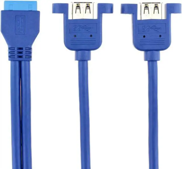 Alt view image 4 of 4 - Vszerda 2 Port Internal USB 3.0 Motherboard 20-Pin Header to 2x USB 3.0 A Female Adapter Cable,USB 20pin to 2 x USB 3.0 Splitter Cable with Installation Hole and Screws -1.64FT