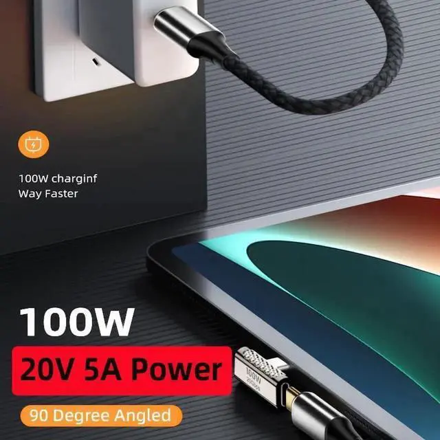 Alt view image 5 of 7 - Vszerda 20Gbps USB4 Type C Male to Female Low Profile Right Angled 100W Power Data 8K Video Adapter for USB4.0