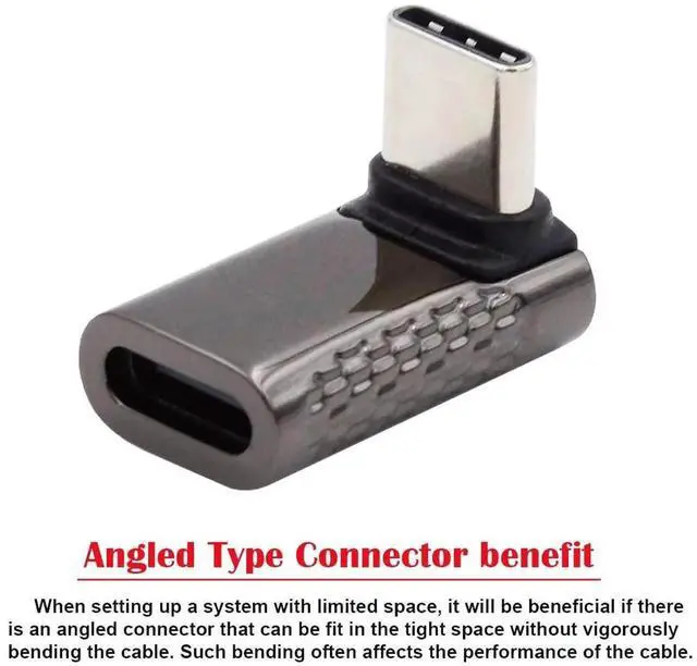 Alt view image 6 of 7 - Vszerda 20Gbps USB4 Type C Male to Female 90 Degree Up Down Angled 100W Power Data 8K Video Adapter for USB4.0