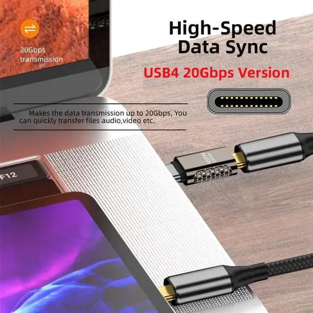 Alt view image 5 of 7 - Vszerda 20Gbps USB4 Type C Male to Female Straight Connector 100W Power Data 8K Video Adapter for USB4.0
