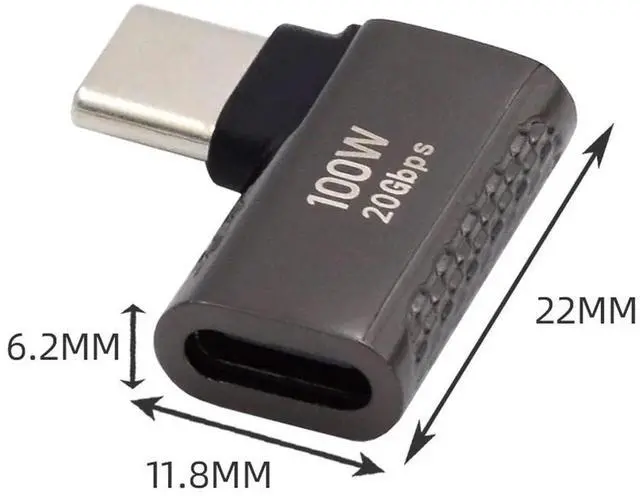 Alt view image 5 of 7 - Vszerda 20Gbps USB4 Type C Male to Female 90 Degree Left Right Angled 100W Power Data 8K Video Adapter for USB4.0