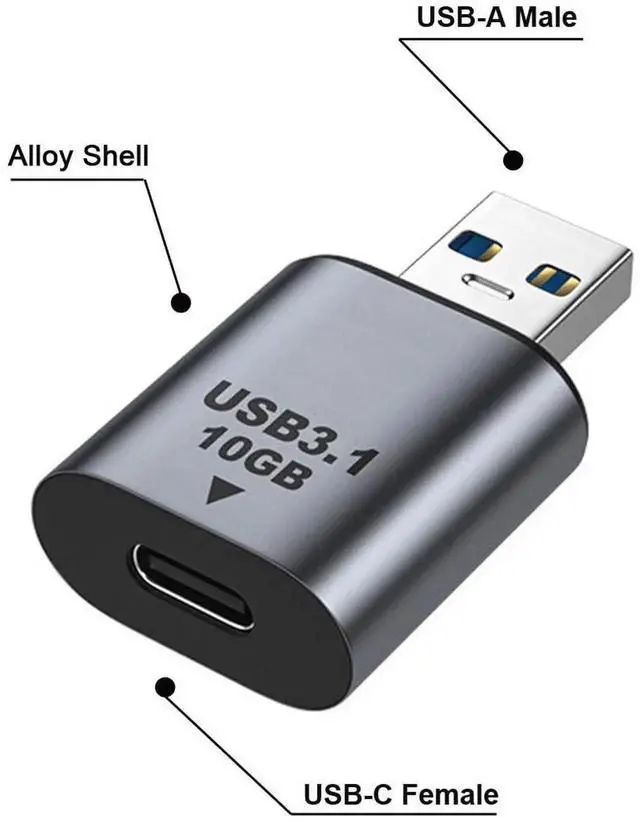 Alt view image 5 of 6 - Vszerda Adapter USB-C USB 3.1 Type C Female to USB 3.0 A Male Data Adapter 10Gbps Data Power for Laptop Tablet Phone