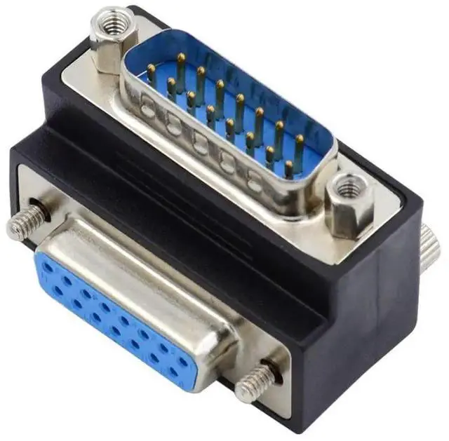 Alt view image 5 of 7 - DB15Pin Male to Female Extension Adapter DSUB RS232 15Pin D-subminiature Connector 90 Degree UP Angled