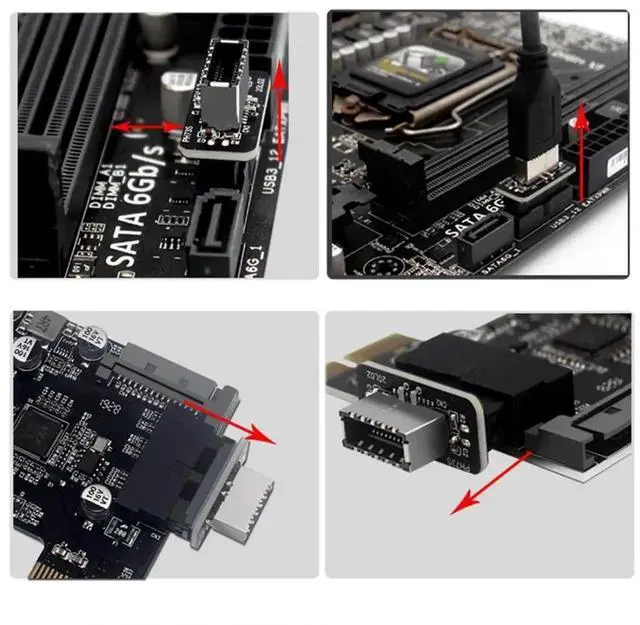 Alt view image 6 of 7 - Vszerda Overmold Motherboard USB 3.0 19/20Pin to USB 3.1 Type-E Front Panel Socket Extension Adapter