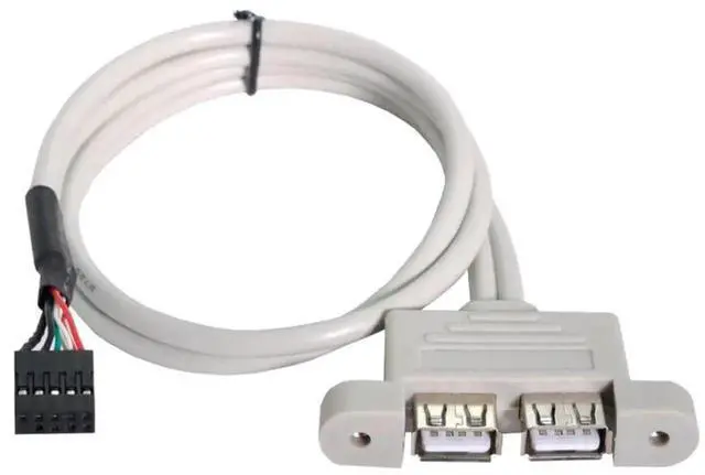 Alt view image 7 of 7 - Vszerda 9Pin Motherboard Header 1 to 2 USB 2.0 Port Multiplier Panel Cable 40cm with 80mm PCI Bracket