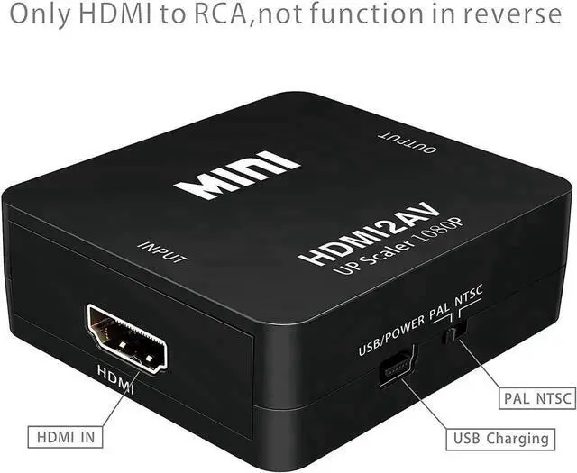 Alt view image 3 of 6 - 1080P HDMI-compatible to AV HDMI-compatible to 3RCA Composite CVBS Video Audio Converter Adapter 3 RCA Support PAL/NTSC for PC Laptop Xbox Blue-Ray PS4 PS3 HD TV STB VHS VCR Comb Camera DVD Color Box