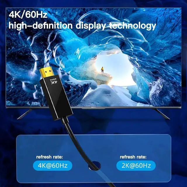 Alt view image 3 of 7 - Vszerda Mini DisplayPort to HDMI 6 Feet Cable 4K@60Hz, Compatible with MacBook Air/Pro, Microsoft Surface Pro/Dock, Monitor, Projector and More The Noodles are 1.8 Meters Long