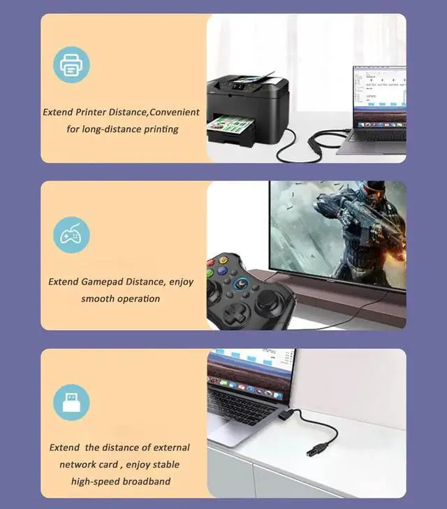 Alt view image 5 of 7 - Vszerda USB 3.0 Extension Cable Left and Right Angle, 2 Pack 90 Degree USB3.0 A Male to Male Extender Cord for Laptop TV USB Disk Mouse Hard Disk Camera