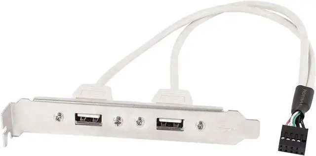 Main image of Vszerda 2 Port USB 2.0 Bracket Cable,Motherboard USB 2.0 9pin to 2 x Female Adapter Splitter Cable w/ Full-Profile PCI Slot Cover - (1ft/30CM)