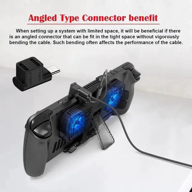 Alt view image 5 of 7 - Vszerda 10Gbps USB3.0 Type C Male to Dual Female Power Data Splitter Adapter Up Angled Compatible with Deck Laptop