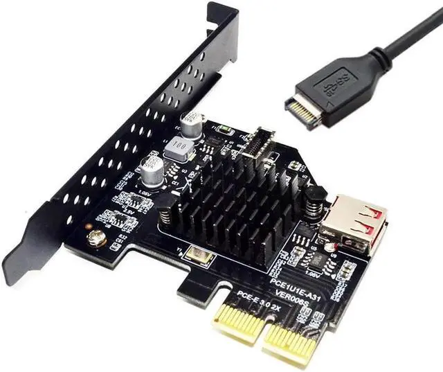 Alt view image 2 of 6 - Vszerda USB C Motherboard Header PCIe Card, USB 3.2 20Pin Internal Connector PCI Express Card for Front Panel, USB 10Gbps Type-E A-Key & USB 2.0 Type-A Female Expansion Card with Full-Profile Bracket
