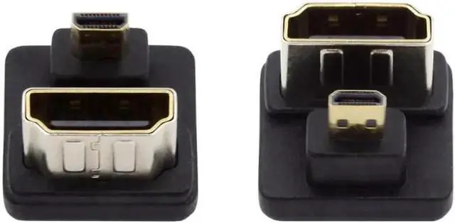 Main image of Vszerda Micro HDMI 1.4 Male Type-D to HDMI Female Port Savers 360 Degree Down Opposite U Shape Back Angled Extension Adapter Converter