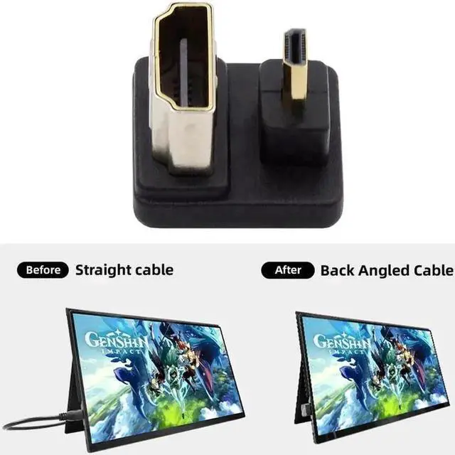 Alt view image 2 of 7 - Vszerda Micro HDMI 1.4 Male Type-D to HDMI Female Port Savers 360 Degree Down Opposite U Shape Back Angled Extension Adapter Converter