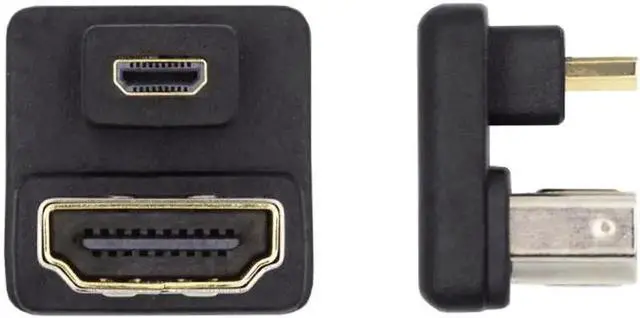 Alt view image 5 of 7 - Vszerda Micro HDMI 1.4 Male Type-D to HDMI Female Port Savers 360 Degree Down Opposite U Shape Back Angled Extension Adapter Converter