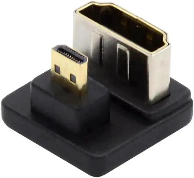 Alt view image 4 of 7 - Vszerda Micro HDMI 1.4 Male Type-D to HDMI Female Port Savers 360 Degree Down Opposite U Shape Back Angled Extension Adapter Converter
