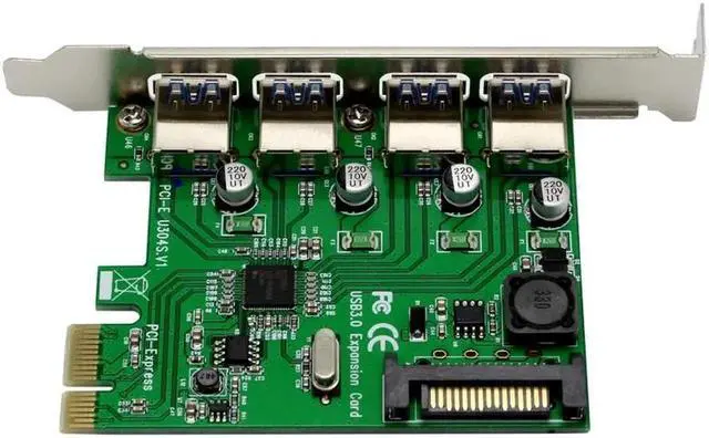 Alt view image 4 of 6 - Vszerda USB 3.0 4 Ports PCIe PCI Express Expansion Card PCI E to USB3.0 Adapter Converter Card for PCI E x1 x4 x8 x16 Slot Computer PC