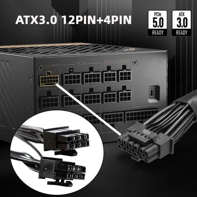 Alt view image 2 of 7 - Vszerda ATX3.0 PCIe 5.0 12VHPWR Power Modular Cable to Dual ATX 8Pin for 3080 3090TI PSU 16Pin 12Pin+4Pin Graphics Card